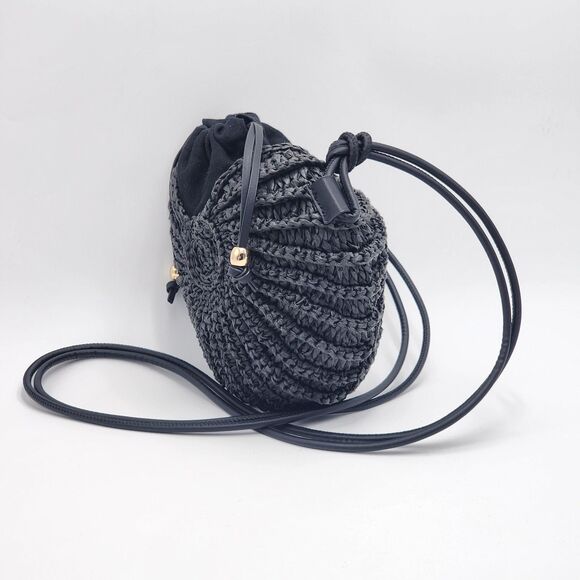 H&M RARE Shell Shaped Straw Rattan Drawstring Crossbody Bag - Picture 2 of 11
